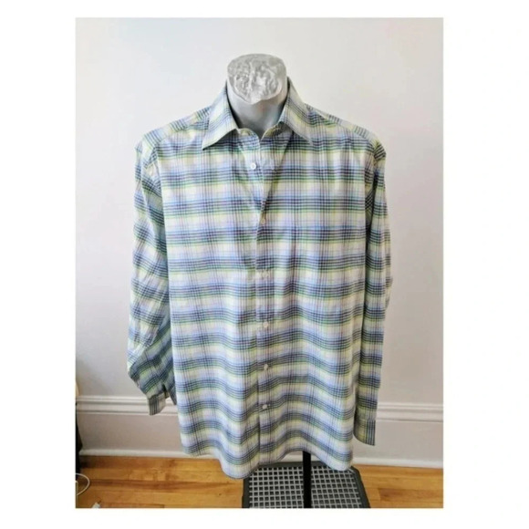 Zegna Sport Green Plaid Mens Shirt Size L  Sport Green Plaid - Picture 1 of 5